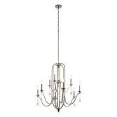 Photograph: Quintiesse Karlee 9 Light Chandelier In Classic Pewter Complete With Crystal Drops - QN-KARLEE9