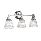 Photograph: Quintiesse Keynes 3 Light Bathroom Wall Light In Polished Chrome Complete With Clear Cut Glasses - IP44 - QN-KEYNES3-BATH