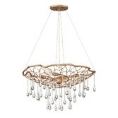 Photograph: Quintiesse Laguna 4 Light Pendant Light In Burnished Gold Complete With Clear Glass Drops - QN-LAGUNA-4P