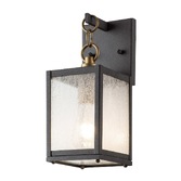 Photograph: Quintiesse Lahden 1 Light Small Outdoor Wall Lantern In Weathered Zinc Complete WIth Clear Seeded Glass - IP44 - QN-LAHDEN2-S-WZC