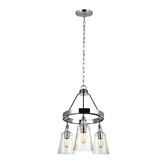 Photograph: Quintiesse Loras 3 Light Chandelier In Polished Chrome Complete WIth Clear Seeeded Glasses - QN-LORAS3