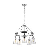 Photograph: Quintiesse Loras 5 Light Chandelier In Polished Chrome Complete WIth Clear Seeeded Glasses - QN-LORAS5