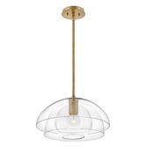 Photograph: Quintiesse Lotus 1 Light Pendant / Semi-flush In Heritage Brass With Clear Glasses - QN-LOTUS-P-HBR