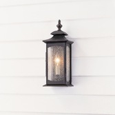 Photograph: Quintiesse Market Square 1 Light Outdoor Wall Light In Oil Rubbed Bronze Complete With Clear Seeded Glass - IP44 - QN-MARKET-SQUARE-S