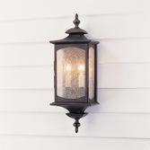 Photograph: Quintiesse Market Square 2 Light Outdoor Wall Light In Oil Rubbed Bronze Complete With Clear Seeded Glass - IP44 - QN-MARKET-SQUARE-M