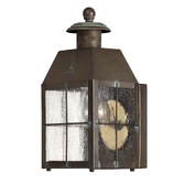 Photograph: Quintiesse Nantucket 1 Light Extra Small Solid Brass Wall Lantern Complete With Clear Seeded Glass - IP44 - QN-NANTUCKET-S-AS