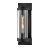 Photograph: Quintiesse Pearson 1 Light Medium Outdoor Wall Lantern in Textured Black Complete With Clear Glass - IP44 - QN-PEARSON0N-TK