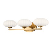 Photograph: Quintiesse Pim 3 Light Wall Light In Fox Gold Complete With Satin Etched Cased Opal Glasses - IP44 - QN-PIM3-FXG