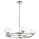 Photograph: Quintiesse Pim 5 Light Chandelier In Polished Chrome Complete With Eched Cased Opal Glasses - QN-PIM5-PC