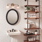 Photograph: Quintiesse Poppy 3 Light Heritage Brass Finish Bathroom Wall Light Complete With Clear Round Seeded Glasses - IP44 - QN-POPPY3-HB-BATH