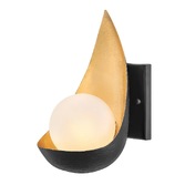 Photograph: Quintiesse Ren 1 Light Wall Light In Black And Gold - QN-REN1