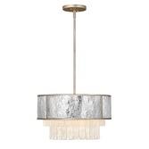 Photograph: Quintiesse Reverie 4 Light Semi-Flush/Pendant In Hammered Stainless Steel And Champagne Gold - QN-REVERIE-4P-CPG