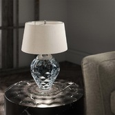 Photograph: Quintiesse Samara Blue Dual Lit Table Lamp Complete With Scallop Faux Taupe SIlk Shade - QN-SAMARA-TL-BLU