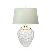 Photograph: Quintiesse Samara Clear Dual Lit Table Lamp Complete With Chateua Duck Egg Faux Silk Shade - QN-SAMARA-TL-CLR