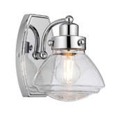 Photograph: Quintiesse Scholar 1 Light Bathroom Wall Light In Polished Chrome Complete With Clear Seeded Glass - IP44 - QN-SCHOLAR1