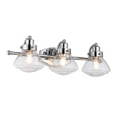 Photograph: Quintiesse Scholar 3 Light Bathroom Wall Light In Polished Chrome Complete With Clear Seeded Glasses - IP44 - QN-SCHOLAR3