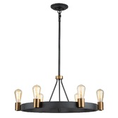 Photograph: Quintiesse Silas 6 Light Pendant/Semi-Flush In Aged Zinc And Heritage Brass - QN-SILAS-6P-DZ