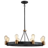 Photograph: Quintiesse Silas 8 Light Pendant/Semi-Flush In Aged Zinc And Heritage Brass - QN-SILAS-8P-DZ