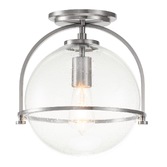 Photograph: Quintiesse Somerset 1 Light Flush Mount In Brushed Nickel Complete With Clear Glass - QN-SOMERSET-F-C-BN