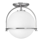 Photograph: Quintiesse Somerset 1 Light Flush Mount In Brushed Nickel Complete With Opal Glass - QN-SOMERSET-F-O-BN