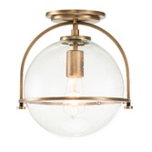 Photograph: Quintiesse Somerset 1 Light Flush Mount In Heritage Brass Complete With Clear Glass - QN-SOMERSET-F-C-HB