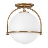 Photograph: Quintiesse Somerset 1 Light Flush Mount In Heritage Brass Complete With Opal Glass - QN-SOMERSET-F-O-HB