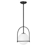 Photograph: Quintiesse Somerset 1 Light Medium Pendant In Black Complete With Opal Glass - QN-SOMERSET-P-O-BK