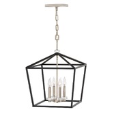 Photograph: Quintiesse Stinson 4 Light Large Pendant/Semi-Flush In Black With Polished Nickel Detailing - QN-STINSON-4P-L-BK