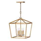 Photograph: Quintiesse Stinson 4 Light Large Pendant/ Semi-Flush In Distressed Brass - QN-STINSON-4P-L-DBR