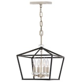 Photograph: Quintiesse Stinson 4 Light Medium Pendant/ Semi-Flush In Black With Polished Nickel Detailing - QN-STINSON-4P-M-BK