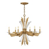 Photograph: Quintiesse Vida 6 Light Chandelier In Burnished Gold Complete With Crystal Decoration - QN-VIDA6