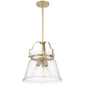 Photograph: Quintiesse Wimberley 3 Light Pendant In Weathered Brass Complete With Clear Seeded Glass - QN-WIMBERLEY-P-WS