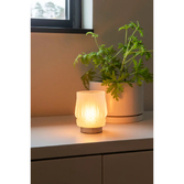 Photograph: Rechargeable candle clear glass, 10x11cm 3 functions USB-C