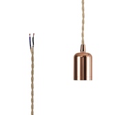 Photograph: Rose Gold E27 Metal Lampholder Kit With Cable Clamp And 3m Rose Gold Braided Twisted Cable