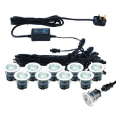 Photograph: Round Pro CCT 35MM IP67 10 Light Led Decking Kit - 6500K/Blue