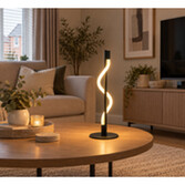 Photograph: Serpent Black Metal Wavy Table Lamp Complete With Opal Tubes - 2700K - Dimmable