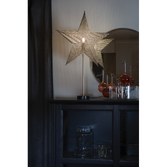 Photograph: Silver Paper Star Table Lamp With Gold Stand And Black Marble Base Christmas Decoration