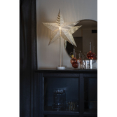 Photograph: Silver Paper Star Table Lamp With Gold Stand And White Marble Base Christmas Decoration