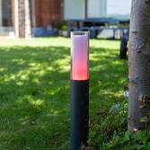 Photograph: Smart Led Colour Change Exterior Bollard Lamp In Dark Grey - IP44