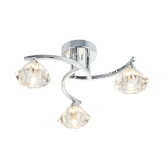 Photograph: Stylish Lighting Acton Polished Chrome 3 Light Flush Ceiling Light Complete With Clear Glasses