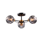 Photograph: Stylish Lighting Chicago Matt Black And Gold 3 Light Semi-Flush Ceiling Light Complete With Smoked Glasses