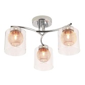 Photograph: Stylish Lighting Jersey 3 Light Semi-Flush Ceiling Light In Chrome Complete With Copper Inners And Clear Glasses