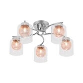 Photograph: Stylish Lighting Jersey 5 Light Semi-Flush Ceiling Light In Chrome Complete With Copper Inners And Clear Glasses