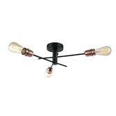 Photograph: Stylish Lighting Matt Black And Copper 3 Light Semi Flush Ceiling Light