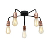 Photograph: Stylish Lighting Matt Black And Copper 5 Light Flush Ceiling Light