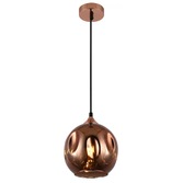 Photograph: Stylish Lighting Miami Copper Small Single Pendant Complete With Rose Gold Glass