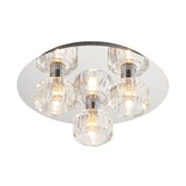 Photograph: Stylish Lighting Miami Polished Chrome 3 Light Flush Bathroom Ceiling Light With Clear Glass Shades - IP44