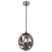 Photograph: Stylish Lighting Miami Polished Chrome Single Pendant Complete With Smoked Glass