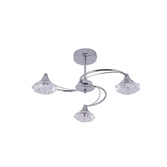 Photograph: Stylish Lighting Oregon Polished Chrome Semi-Flush 3 Light Ceiling Light Complete With Clear Glasses