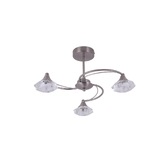 Photograph: Stylish Lighting Oregon Satin Nickel Semi-Flush 3 Light Ceiling Light Complete With Clear Glasses